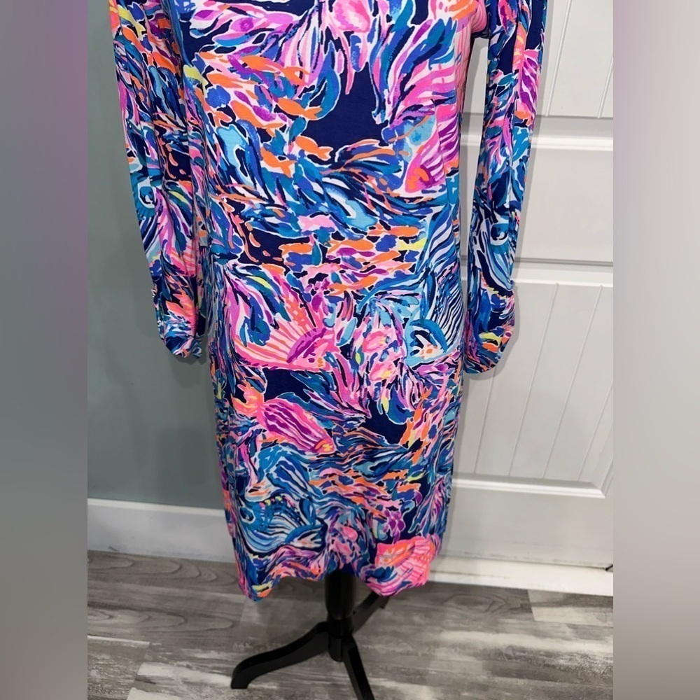Lilly Pulitzer Linden Dress In Multicolored vibrant fish resort size small - Picture 5 of 9